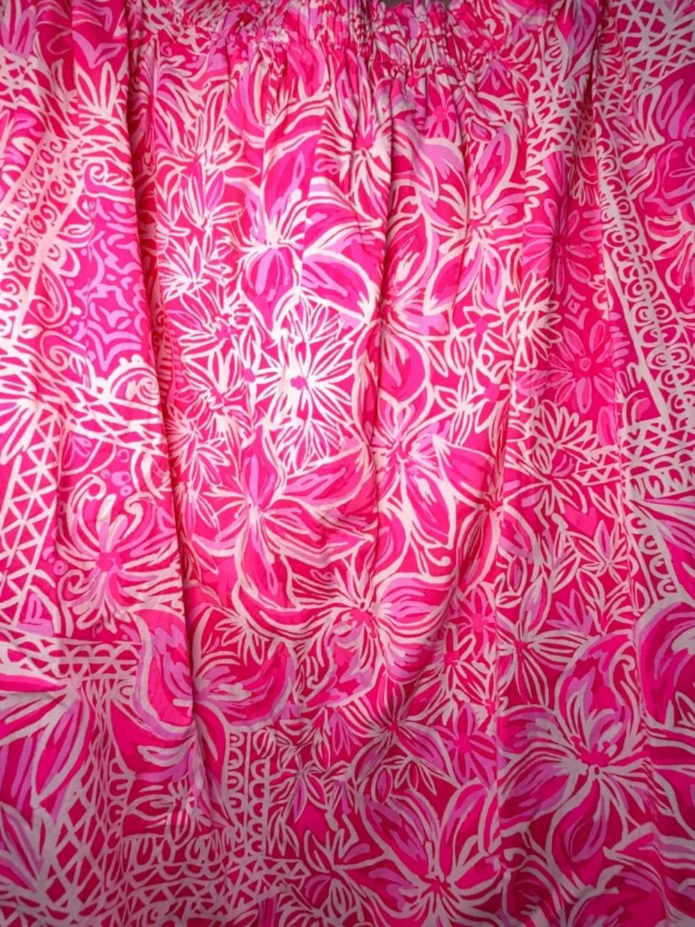 Lilly Pulitzer Hot Pink Floral Puff Sleeve Top Size XL